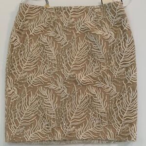 NWT Tadashi Sequined Beige 18” Skirt Sz 4 Holiday !